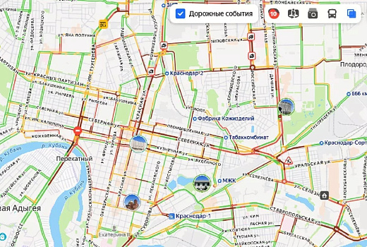 Краснодар парализован 10-балльными пробками после вечернего дождя