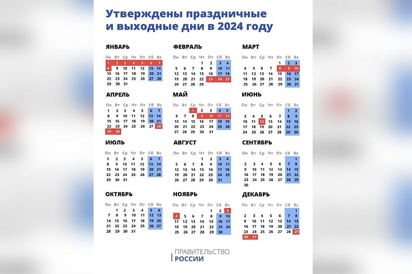 Стало известно, когда россияне будут отдыхать в следующем году 