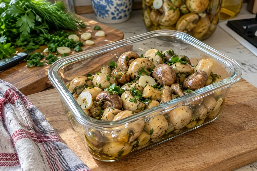 Маринованные шампиньоны за 10 минут: с чесноком и пряным маринадом