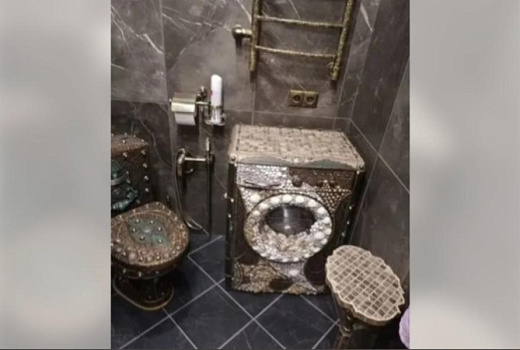 Вот это роскошь: россиянин выставил на продажу украшенный золотом и камнями унитаз
