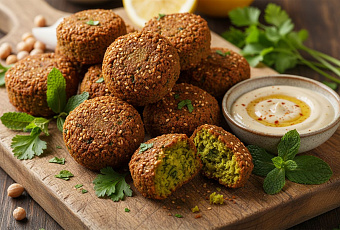 Фалафель по-домашнему: честный рецепт с зеленью и тахинным соусом