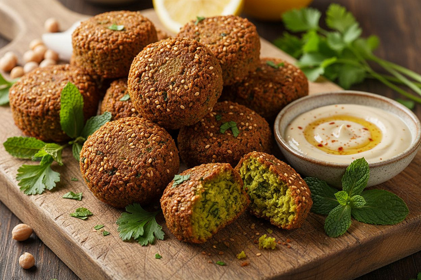 Фалафель по-домашнему: честный рецепт с зеленью и тахинным соусом