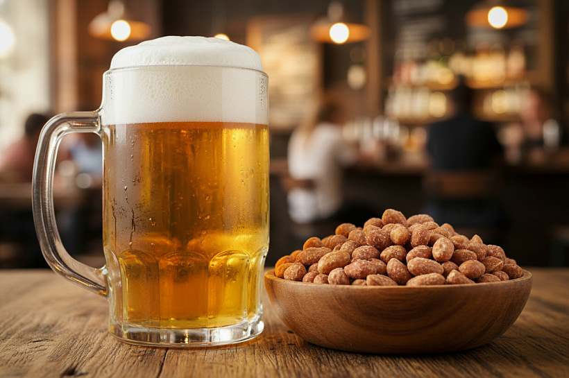 Врачи предупредили об опасности сочетания пива и солёного арахиса