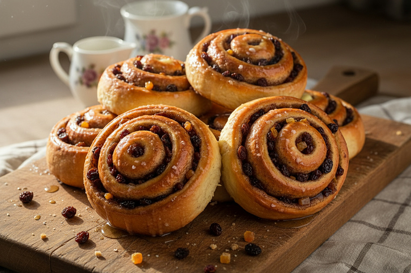 Секреты приготовления британских булочек Челси с корицей и фруктами для чаепития