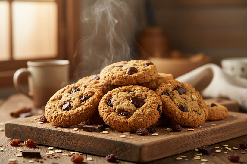 Овсяное печенье с шоколадом и изюмом: пошаговый рецепт приготовления