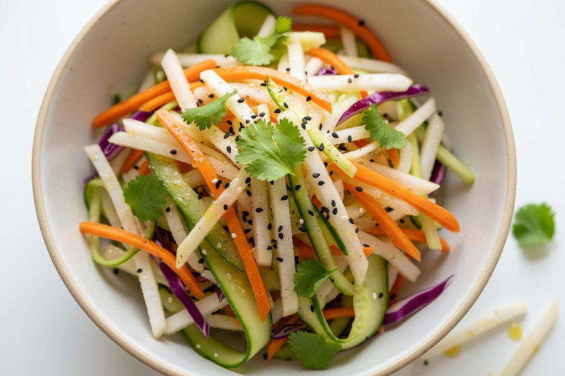 Салат из дайкона и моркови, пошаговый рецепт приготовления