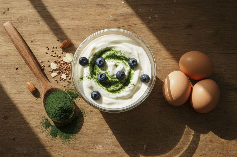 Три лучших источника белка для здоровья после 50: йогурт, спирулина и яйца