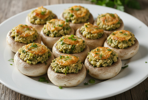 Шампиньоны, фаршированные зеленым луком: пошаговый рецепт приготовления