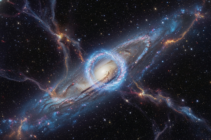 Галактика в созвездии Лебедя скрывает загадочную кольцевую структуру