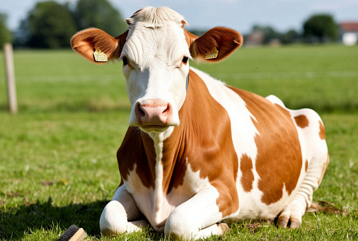 Домашняя корова Вероника научилась использовать инструменты для ухода за собой