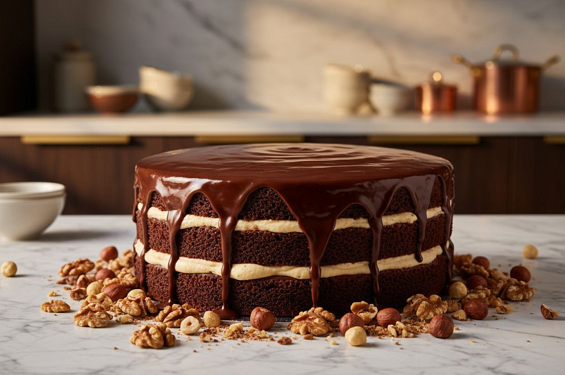 Королевский торт без муки: орехово-шоколадный рецепт от Оли Мирошниченко