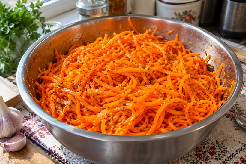 Морковь по-корейски любит не соус, не маринад, а этот способ: вкус яркий, а соломка сочная