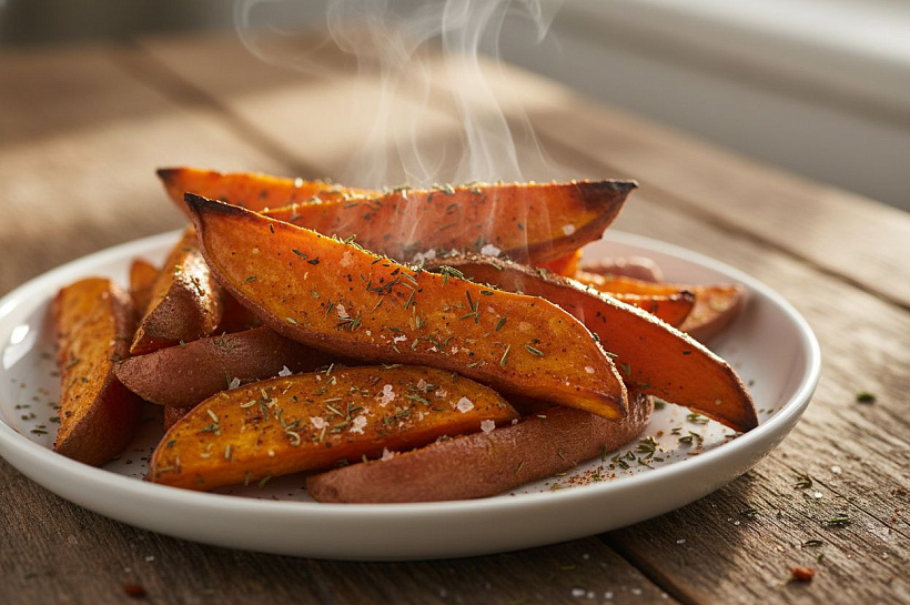 Как приготовить хрустящий запечённый батат без масла с пряными специями