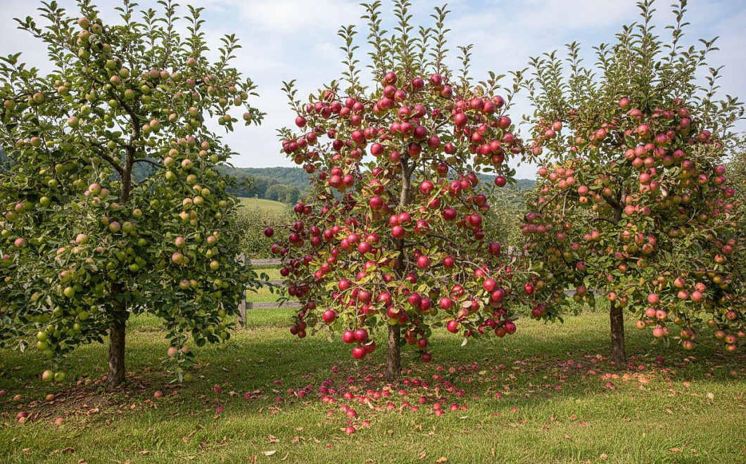 Три сорта яблонь для круглогодичного урожая: ранний, осенний и зимний