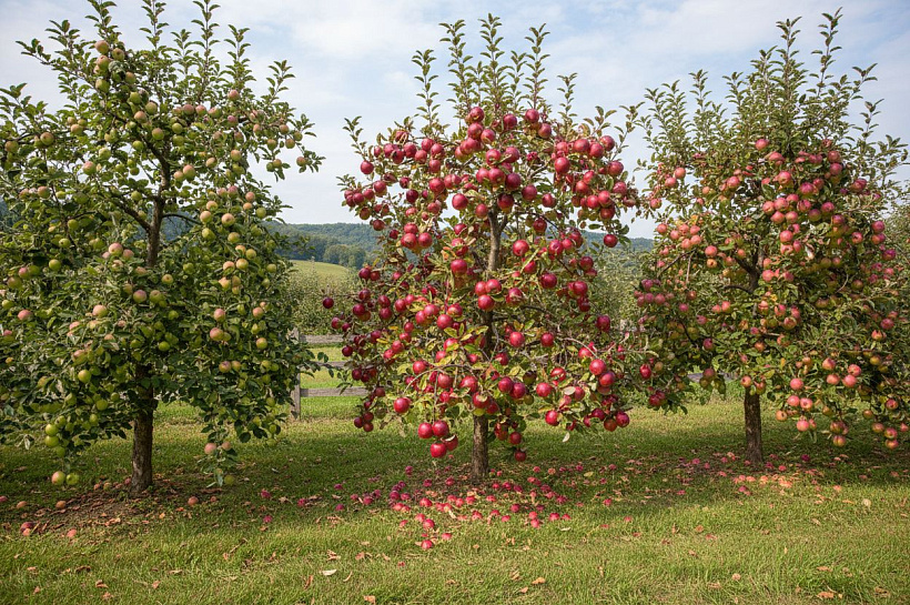 Три сорта яблонь для круглогодичного урожая: ранний, осенний и зимний