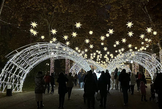 Улицу Красную в Краснодаре начали украшать к Новому году