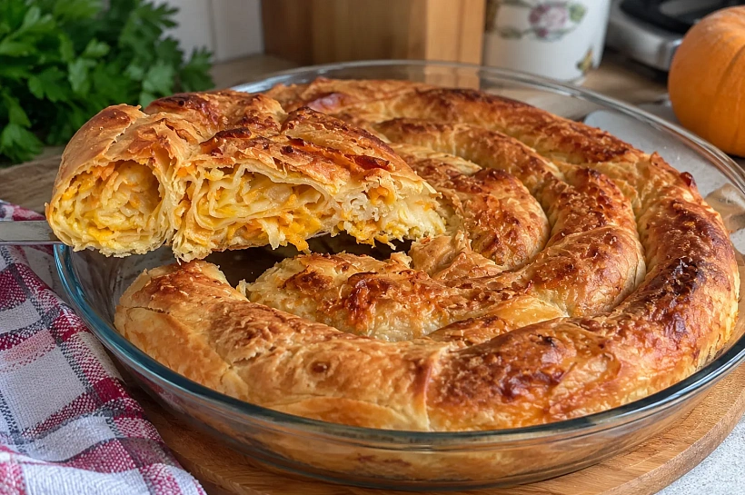 Вертута с тыквой и яблоками: хрустящие слои с сочной начинкой внутри