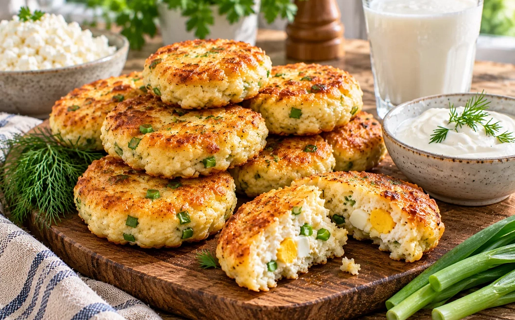 Смешиваю творог с яйцами и зелёным луком: ленивые пирожки получаются нежными и сытными