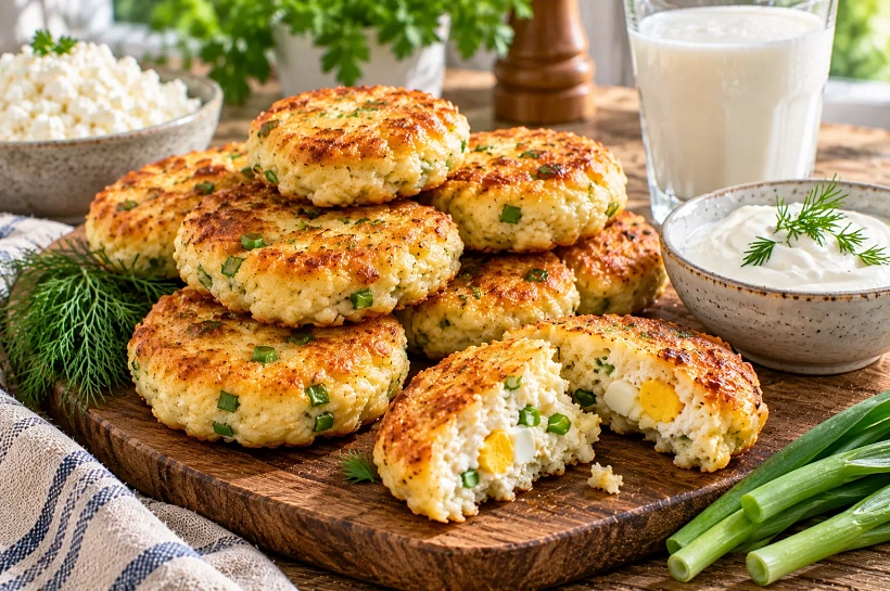 Смешиваю творог с яйцами и зелёным луком: ленивые пирожки получаются нежными и сытными