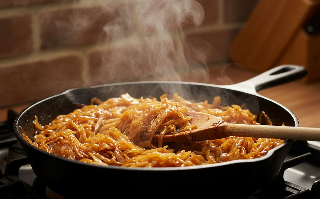 Секрет карамельной тушеной капусты, один ингредиент для идеального вкуса