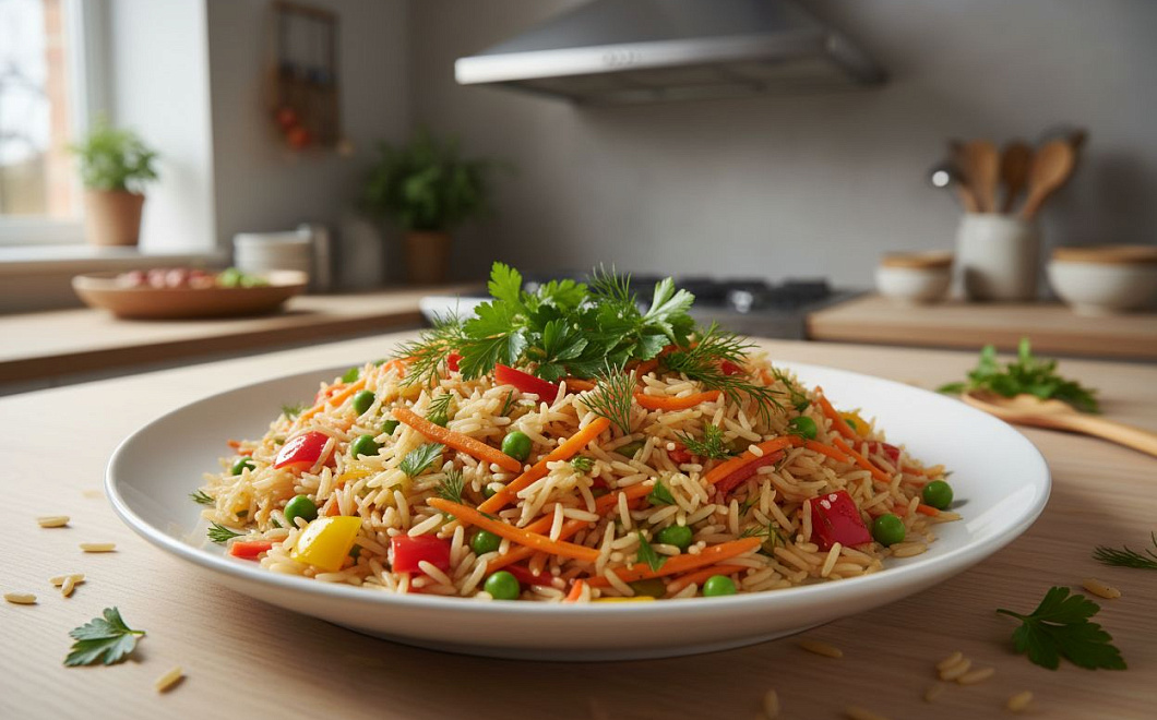 Рис с овощами и зеленью: пошаговый рецепт с фото