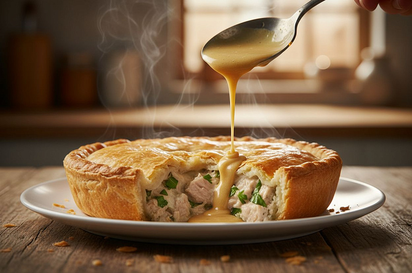 Пирог с тунцом на жидком тесте проще пиццы и удивительно сытный