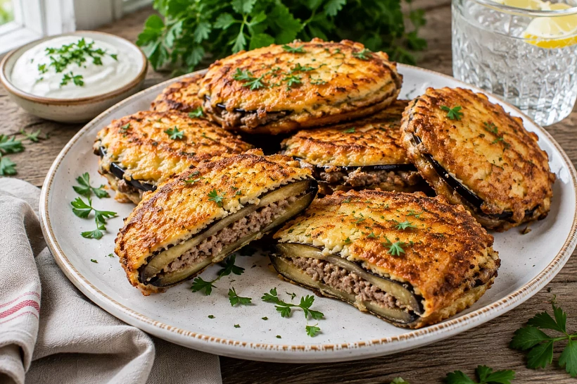 Намазываю баклажаны фаршем и окунаю в сырный кляр: получаются сочные котлетки 
