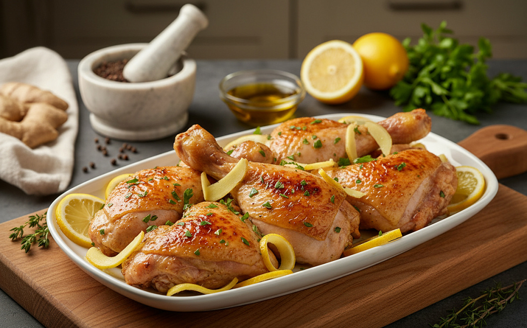 Курица в лимонно-имбирном маринаде, пошаговый рецепт 