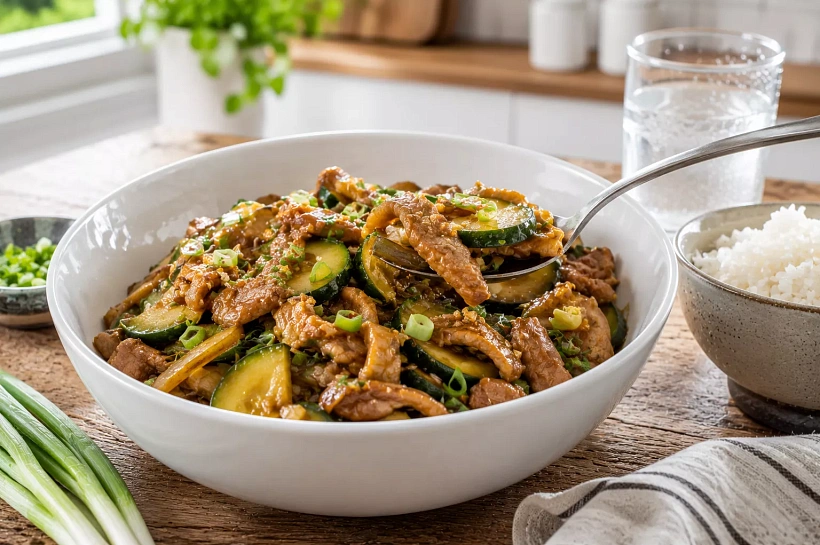 Мариную свинину в яичном белке и быстро жарю с кабачками: мясо получается особенно мягким