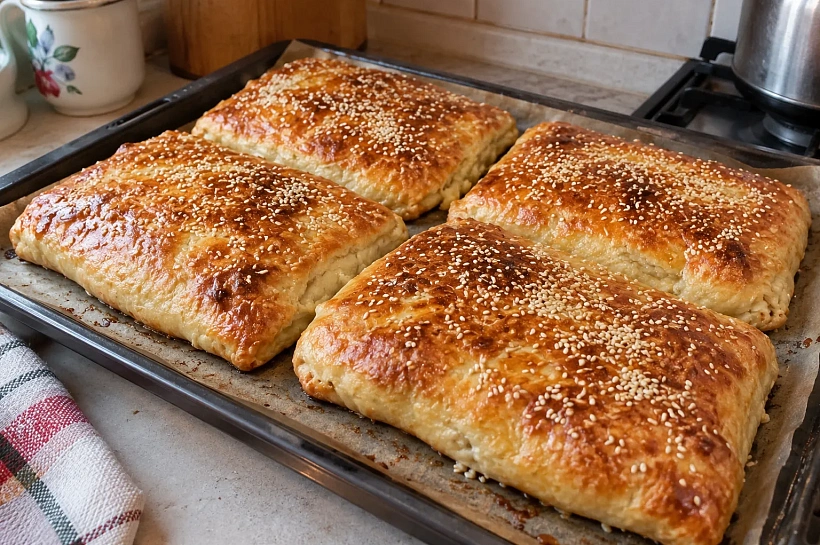 Слоёная выпечка с картошкой без долгой раскатки: мягкая внутри и с румяной корочкой