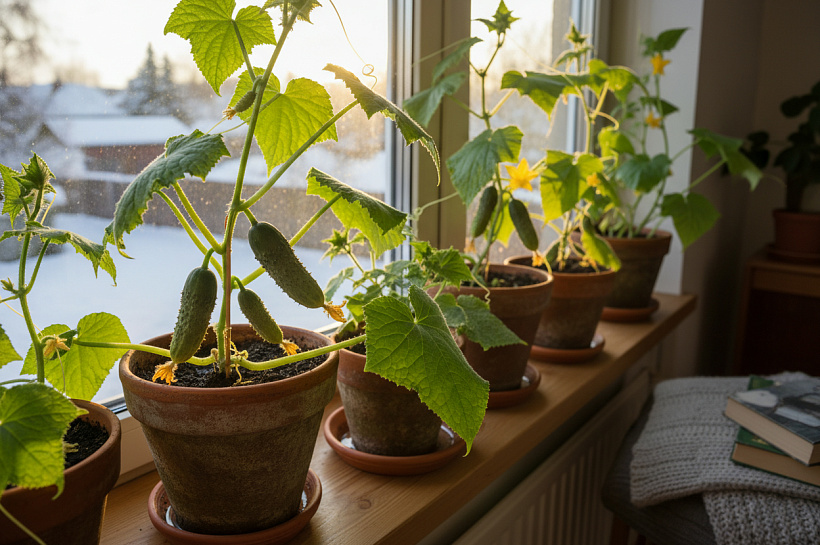Как вырастить хрустящие огурцы на подоконнике зимой без подсветки
