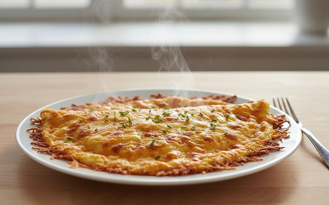 Омлет с хрустящей сырной корочкой, завтрак мечты за 5 минут