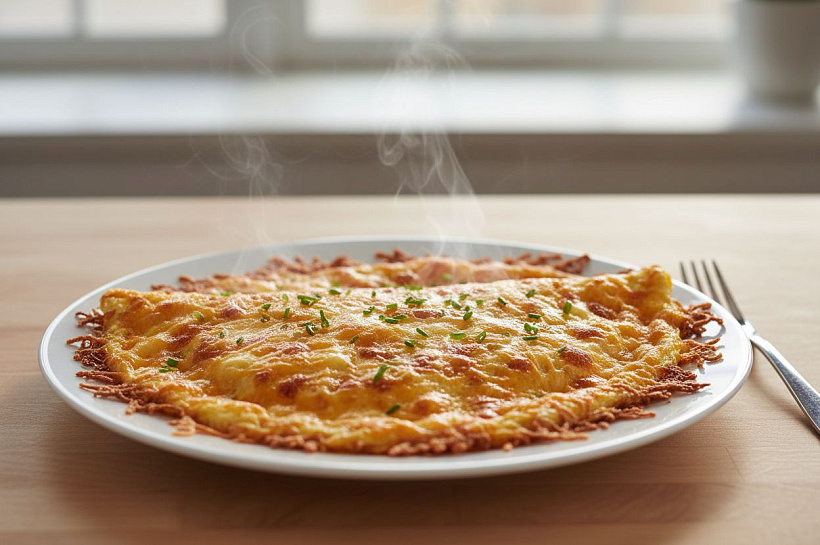 Омлет с хрустящей сырной корочкой, завтрак мечты за 5 минут