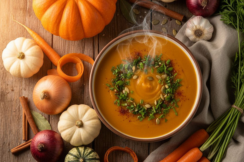 Суп-пюре из тыквы: рецепт осеннего блюда с овощами и специями