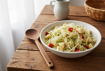 Салат из квашеной капусты с яблоком, пошаговый рецепт приготовления