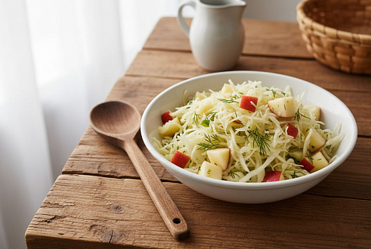 Салат из квашеной капусты с яблоком, пошаговый рецепт приготовления