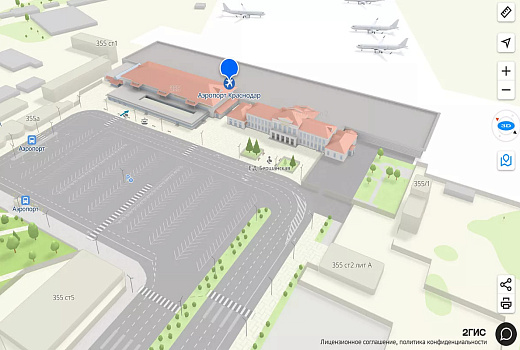 2ГИС запустил детальную 3D-модель аэропорта Краснодара для пассажиров