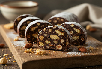 Шоколадная колбаса из детства за 10 минут без выпечки, тает во рту