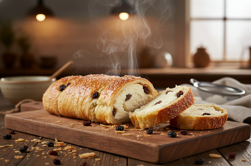 Ленивые сочники с творогом и изюмом, готовим рулетом за 30 минут в духовке