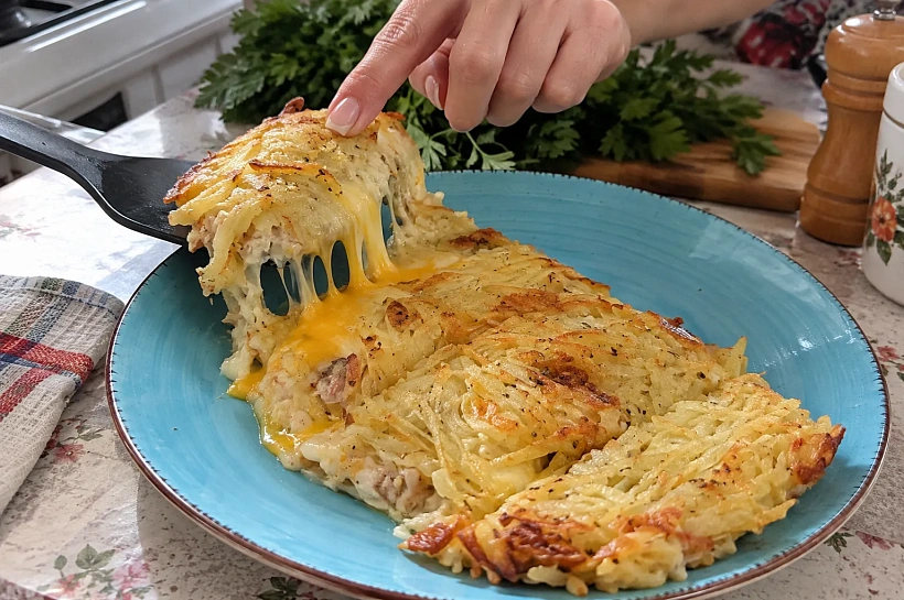Картофельная лепёшка с яйцом и сыром: готовим быстрый завтрак на сковороде