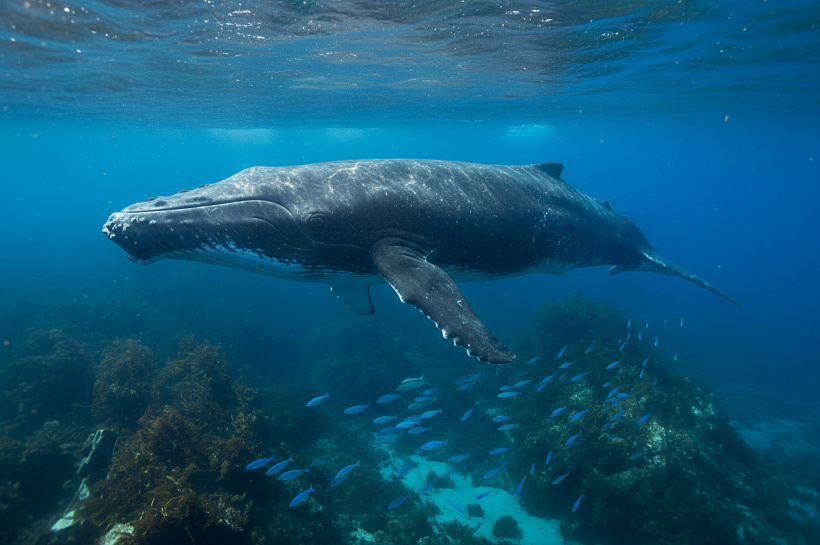 Редкий кит впервые встретился людям живым у берегов Мексики