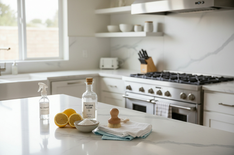 Как эффективно очистить кухонные поверхности от жира без агрессивной химии