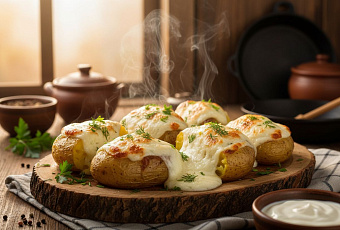 Картофель, запеченный с адыгейским сыром, пошаговый рецепт приготовления