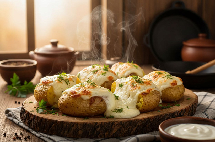 Картофель, запеченный с адыгейским сыром, пошаговый рецепт приготовления