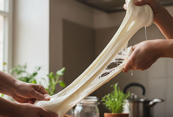 Моцарелла дома из двух ингредиентов, быстрый способ с сывороточной растяжкой