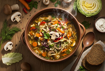 Сборная грибная солянка: рецепт сытного супа с грибами и овощами