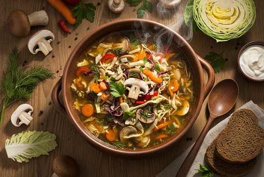 Сборная грибная солянка: рецепт сытного супа с грибами и овощами