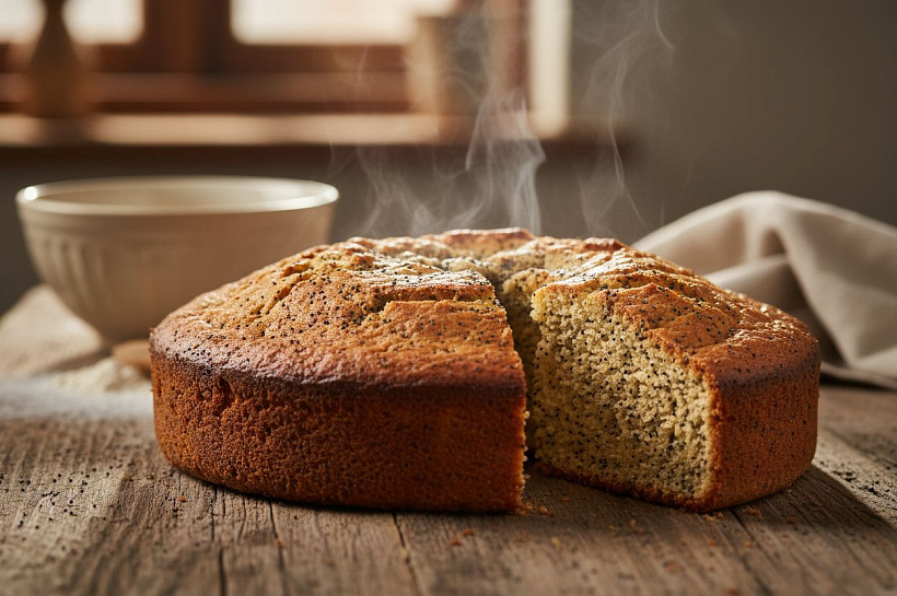 Домашний кекс с маковой начинкой, нежный мякиш и хрустящая корочка