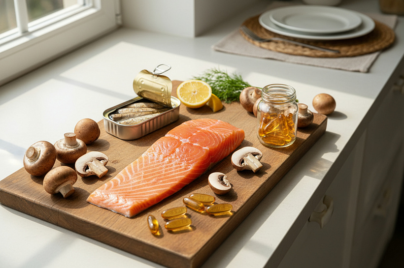 Найдены 3 важных для зимнего рациона продукта с витамином D больше, чем в лососе 