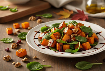 Салат с тыквой и шпинатом, пошаговый рецепт приготовления